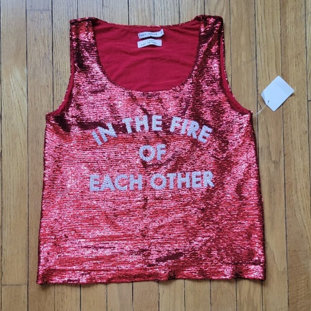 EACH x OTHER WOMEN SEQUIN TOP RED WITH TAGS SIZE M